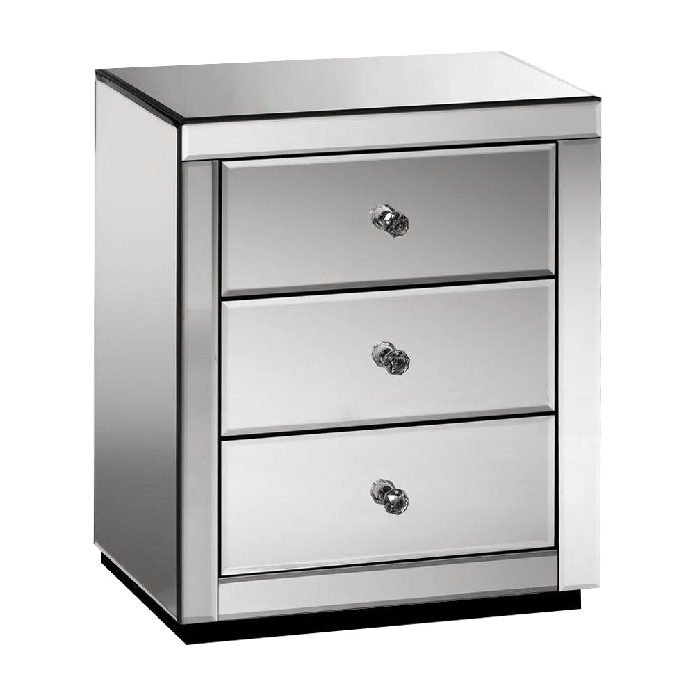 Mirrored Bedside table Drawers Furniture Mirror Glass Presia Smoky Grey - Furniture > Bedroom - Rivercity House & Home Co. (ABN 18 642 972 209) - Affordable Modern Furniture Australia