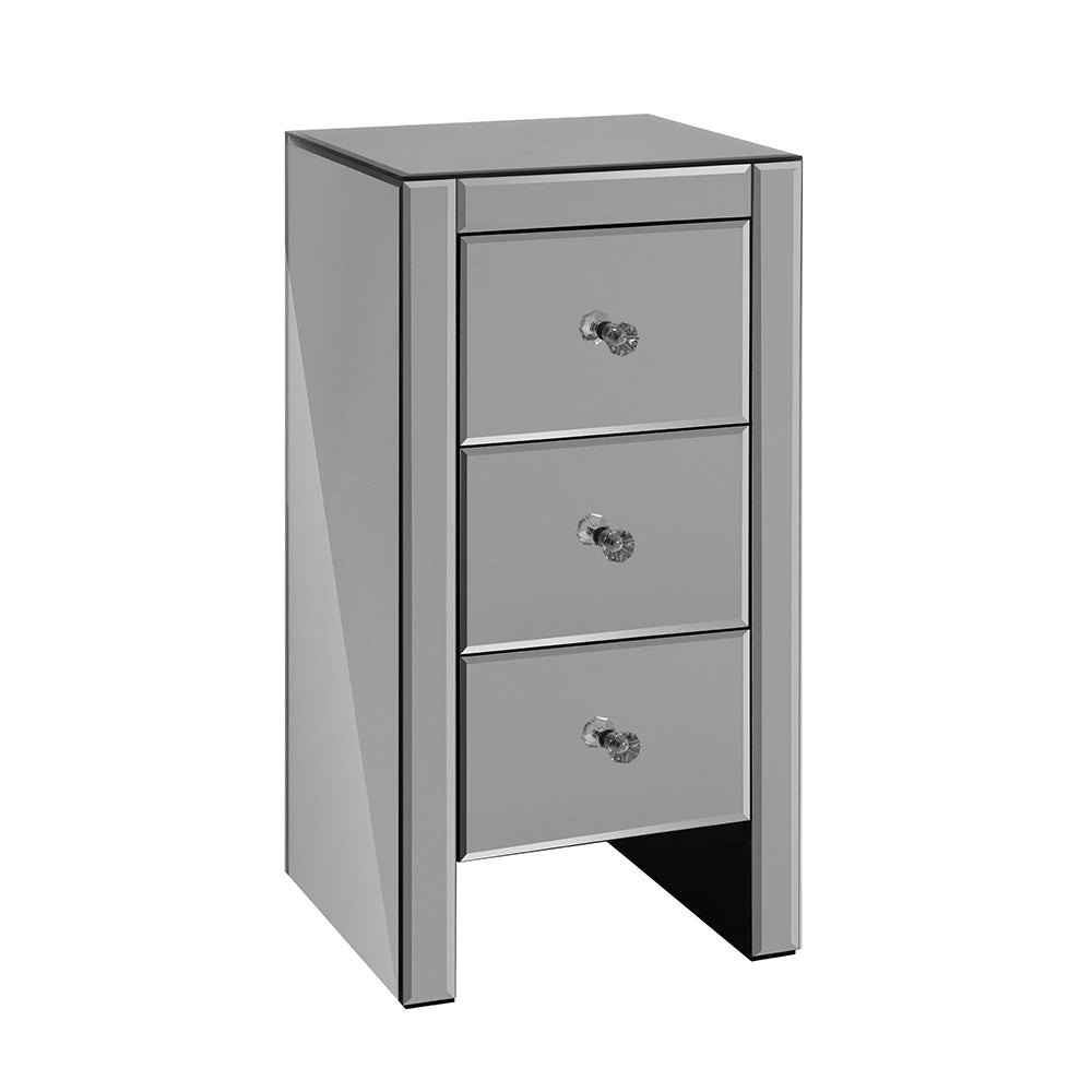 Mirrored Bedside Tables Drawers Crystal Chest Nightstand Glass Grey - Rivercity House & Home Co. (ABN 18 642 972 209) - Affordable Modern Furniture Australia