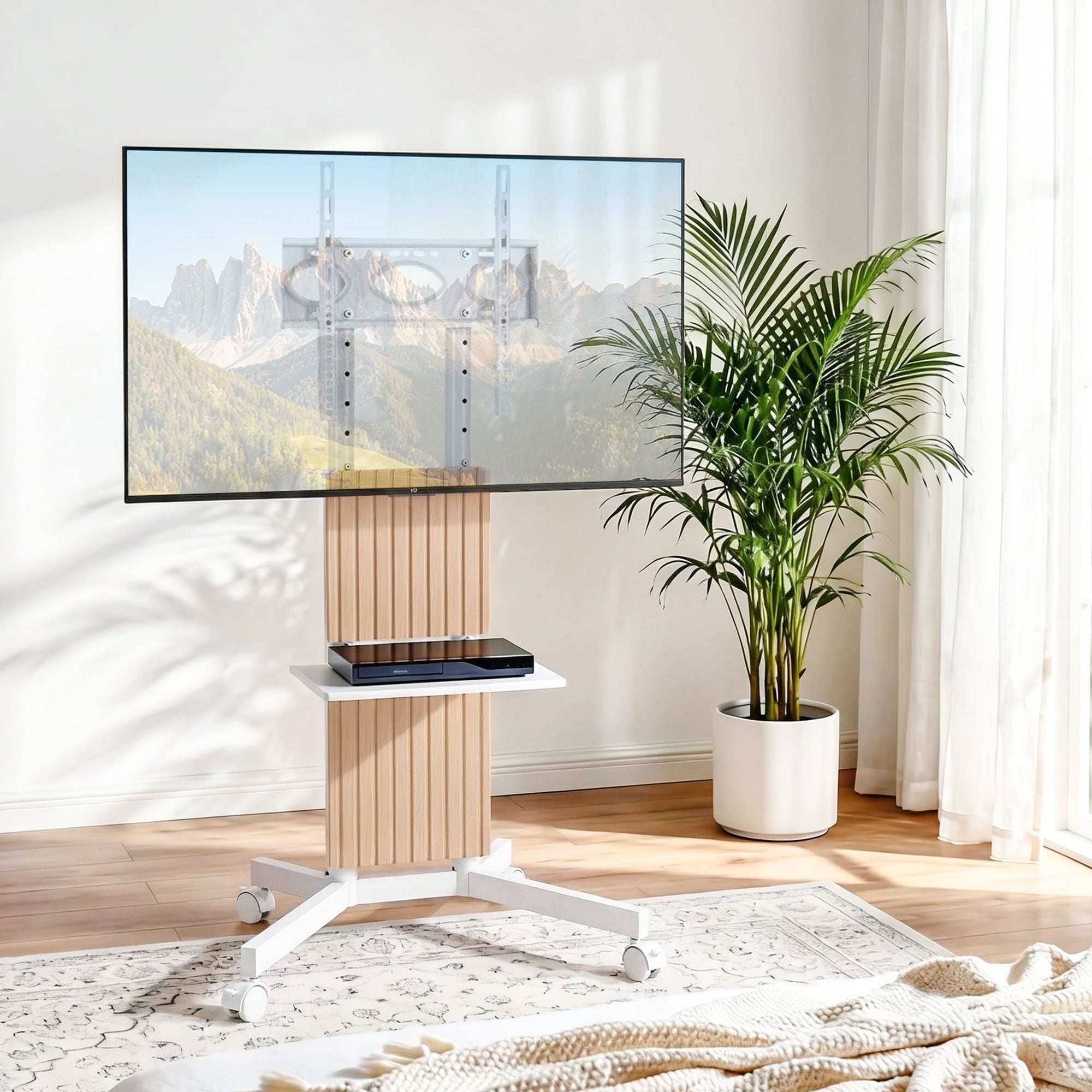 Mobile TV Floor Stand for 32 - 65" Mount Bracket Universal Adjustable Height with Wheels - Furniture > Living Room > TV Units - Rivercity House & Home Co. (ABN 18 642 972 209) - Affordable Modern Furniture Australia