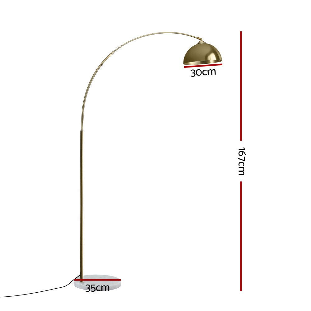 Modern Arched Floor Lamp Gold Brass Standing Heavy - Duty Marble Base for Living Room Bedroom - Home & Garden > Lighting > Floor Lamps - Rivercity House & Home Co. (ABN 18 642 972 209) - Affordable Modern Furniture Australia
