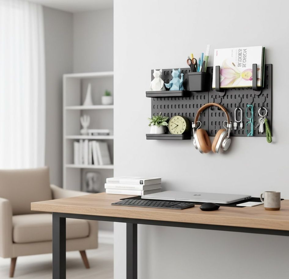 Modular Pegboard Wall Organiser Kit with 2 Panels & 10 Accessories for Office, Gaming & Home Storage - Black - Tools > Tools Storage > Wall Storage Racks - Rivercity House & Home Co. (ABN 18 642 972 209) - Affordable Modern Furniture Australia