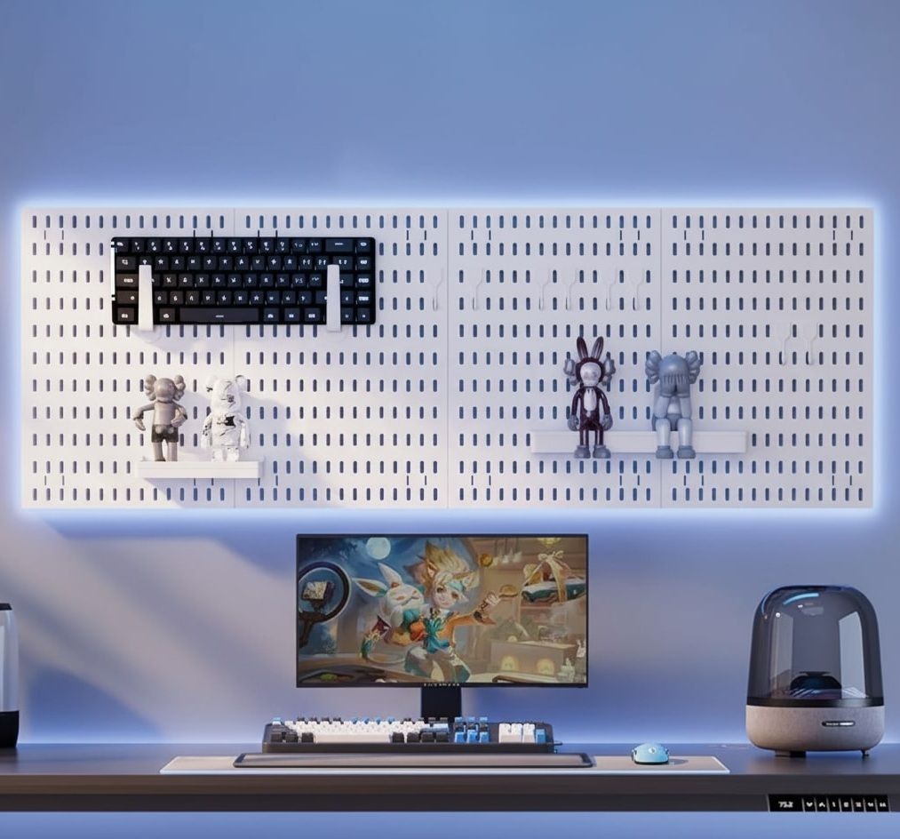 Modular Pegboard Wall Organiser Kit with 4 Black Panels & 19 Accessories for Gaming, Office & Craft Storage - White - Tools > Tools Storage > Wall Storage Racks - Rivercity House & Home Co. (ABN 18 642 972 209) - Affordable Modern Furniture Australia