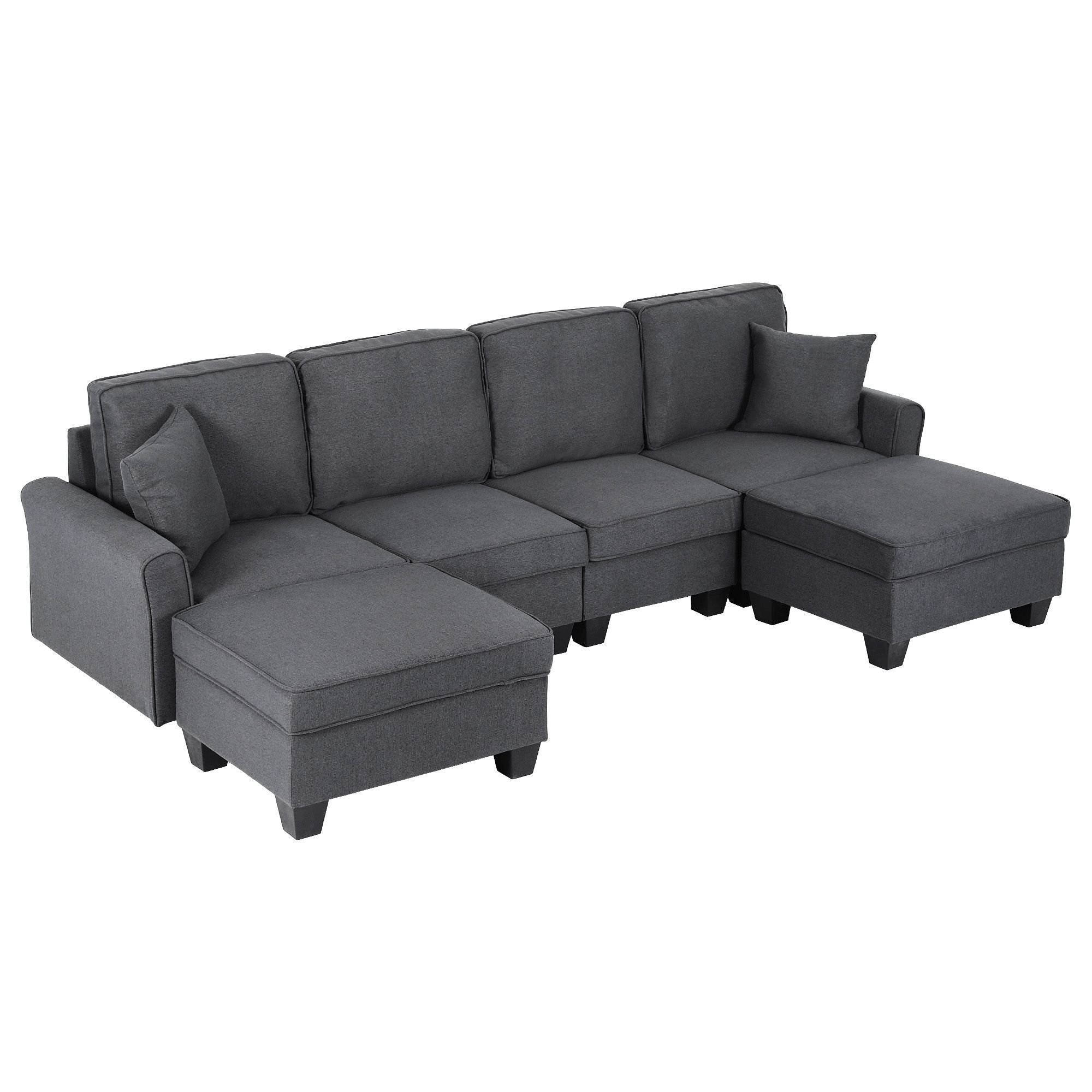 Modular Sectional U Shaped Storage Sofa Couches for Living Room Grey - Furniture > Sofas > Sofas & Sofa Beds - Rivercity House & Home Co. (ABN 18 642 972 209) - Affordable Modern Furniture Australia