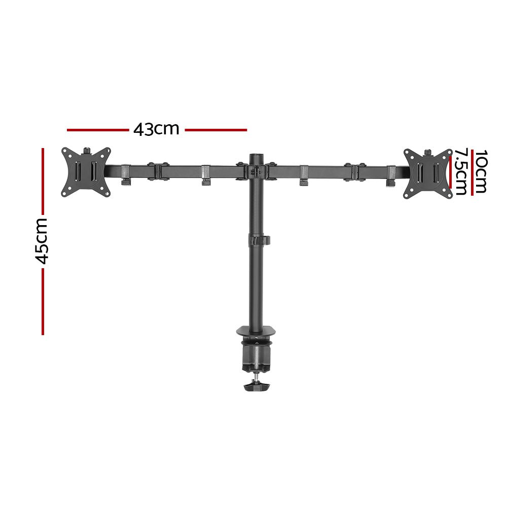 Monitor Arm Dual Desk Mount Screen Bracket Holder - Electronics > Computer Accessories > Computer Monitors & Accessories - Rivercity House & Home Co. (ABN 18 642 972 209) - Affordable Modern Furniture Australia