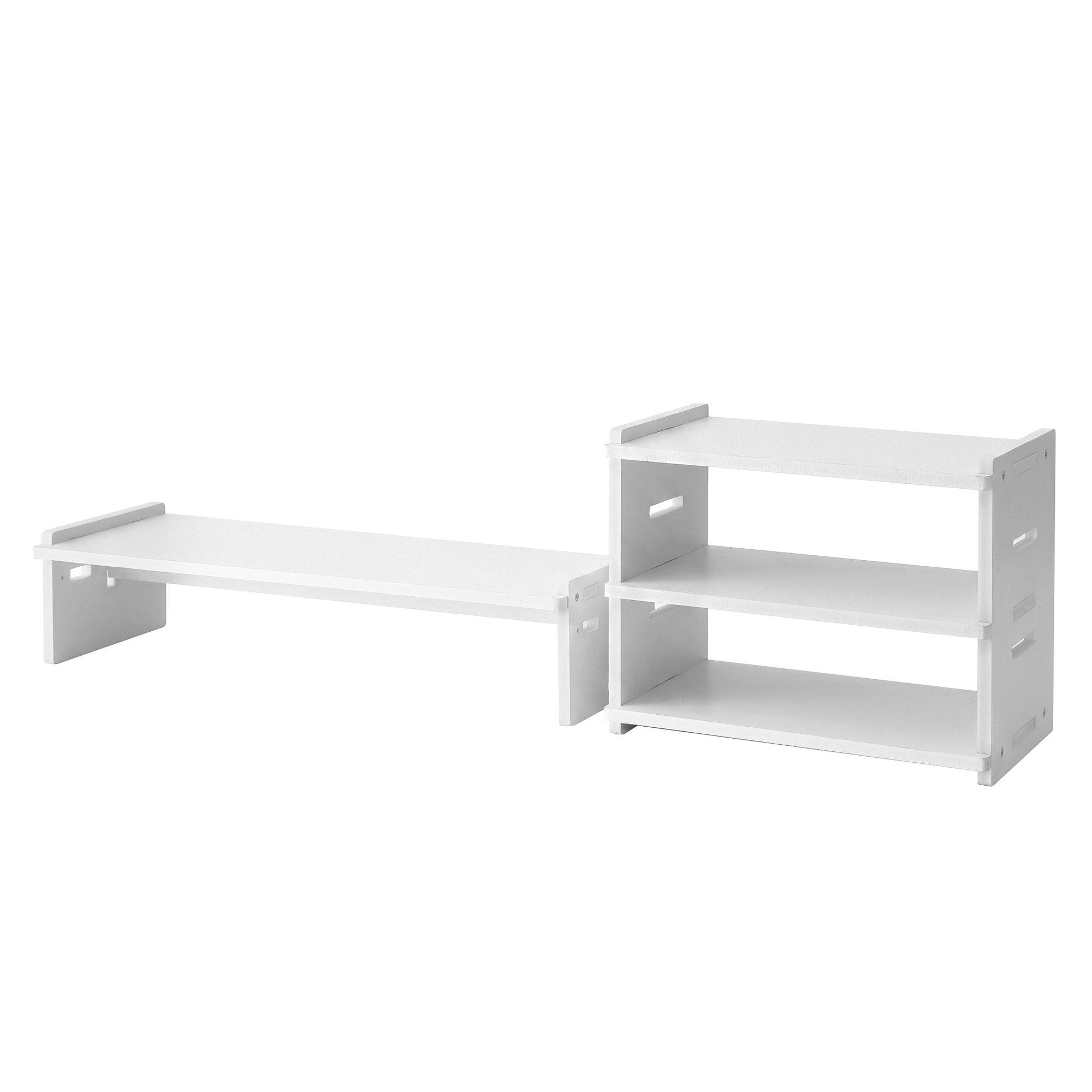 Monitor Stand and 3 - Tier Desk Organiser 2 - in - 1 Modular Computer Monitor Riser PVC Desktop Shelf Holds 20kg for Office Students Gaming - Home & Garden > Home Office Accessories > Desk Accessories - Rivercity House & Home Co. (ABN 18 642 972 209) - Affordable Modern Furniture Australia