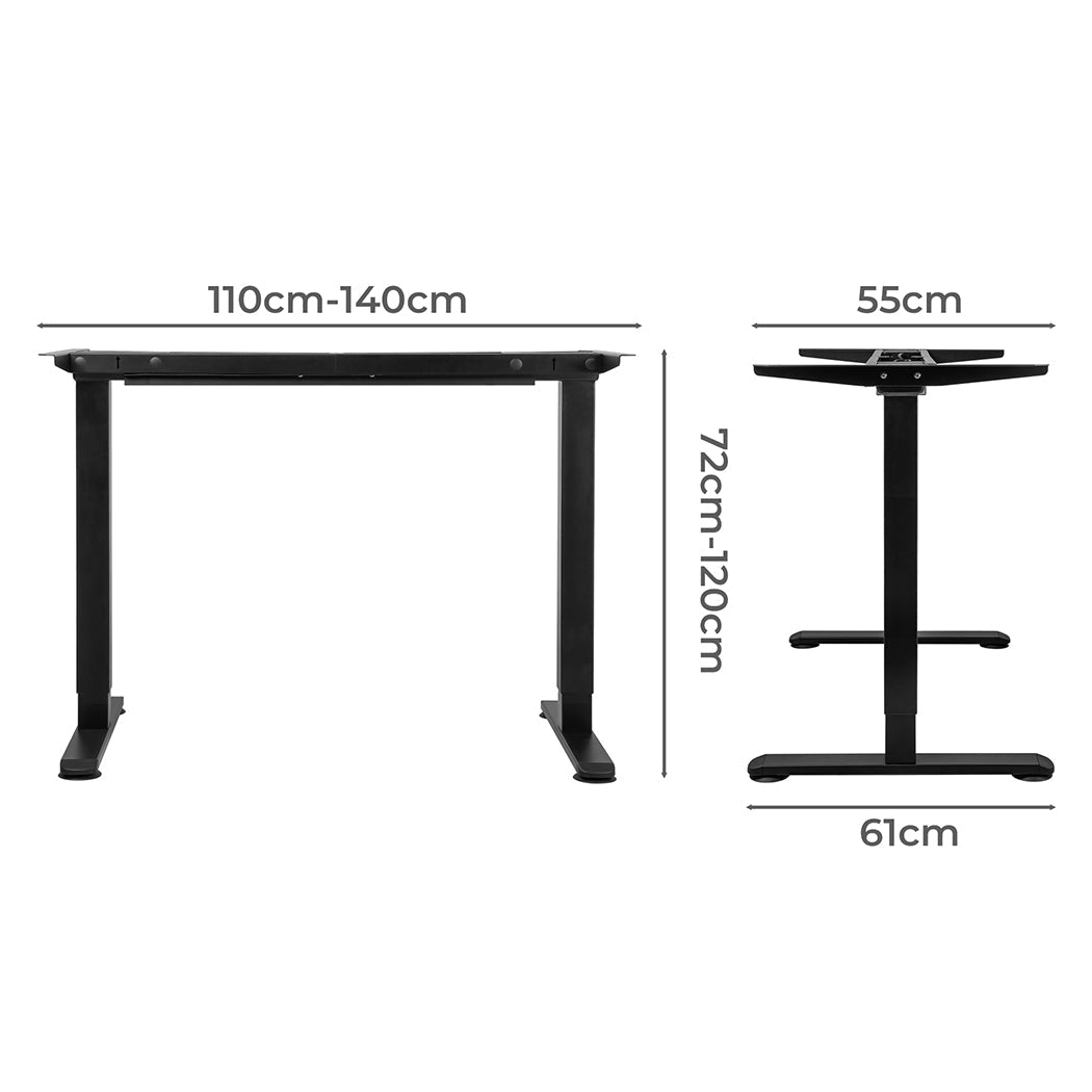 Motorised Dual Motor Standing Desk Frame 110 - 140cm Width - Black - Rivercity House & Home Co. (ABN 18 642 972 209) - Affordable Modern Furniture Australia