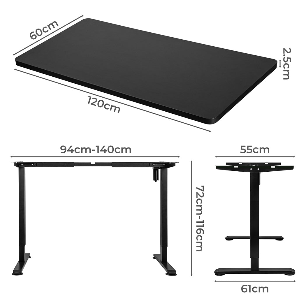 Motorised Standing Desk 120cm Height Adjustable Frame with Desktop - Black - Rivercity House & Home Co. (ABN 18 642 972 209) - Affordable Modern Furniture Australia