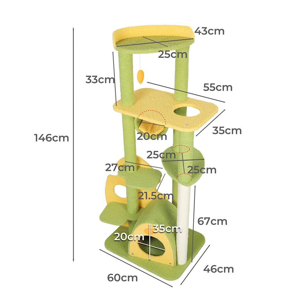 Multi - Level Cat Tree Kitten Furniture Condo with Toys and Scratching Posts - Green - Rivercity House & Home Co. (ABN 18 642 972 209) - Affordable Modern Furniture Australia