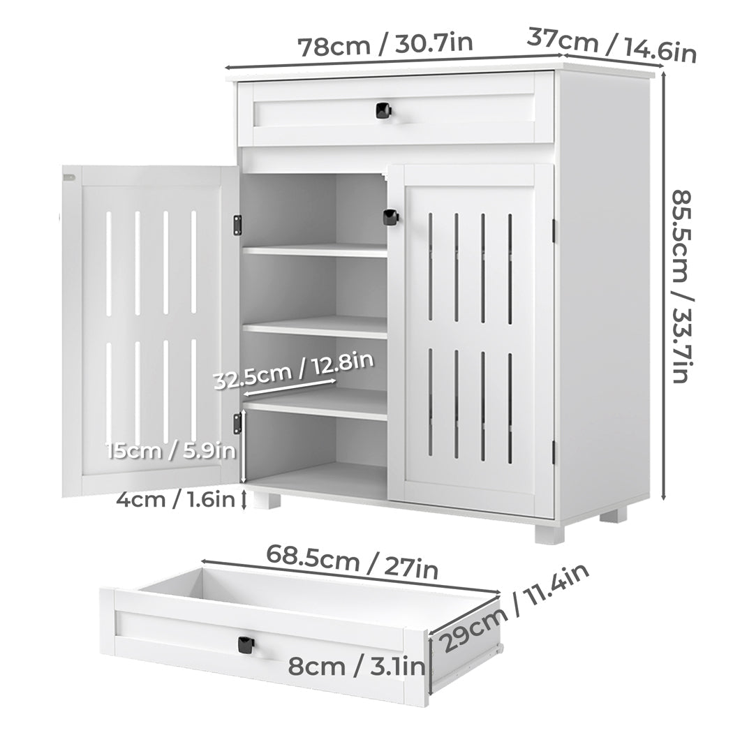 Multi - Tier Shoe Storage Cabinet with Louvre Doors and Adjustable Shelves - White - Rivercity House & Home Co. (ABN 18 642 972 209) - Affordable Modern Furniture Australia