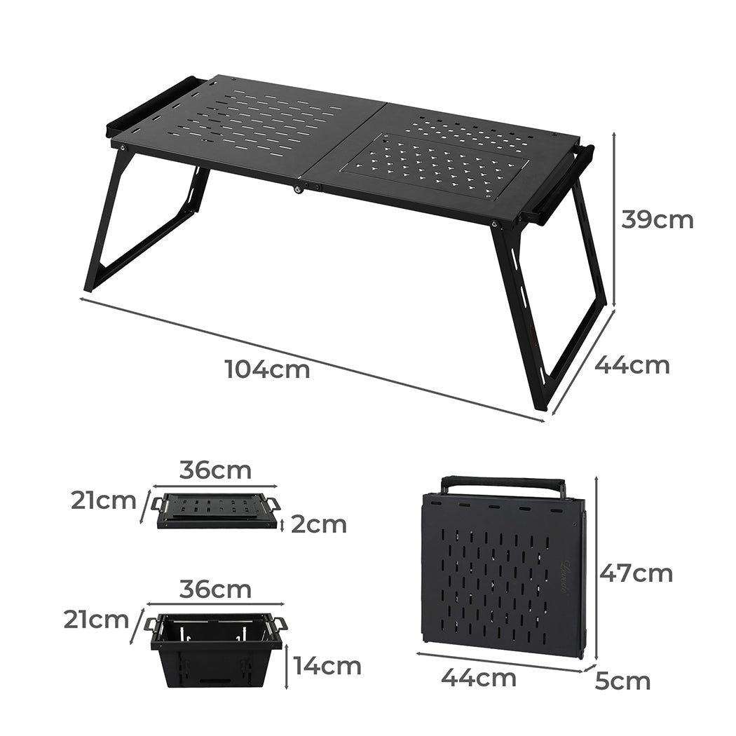 Multifunctional Large Folding Desktop Table with BBQ Grill - Black - Rivercity House & Home Co. (ABN 18 642 972 209) - Affordable Modern Furniture Australia