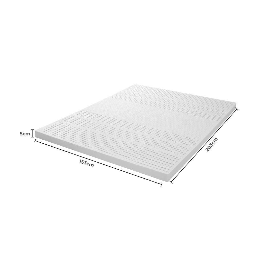 Natural Latex 5cm Queen Mattress Topper with Removable Cover - White - Rivercity House & Home Co. (ABN 18 642 972 209) - Affordable Modern Furniture Australia