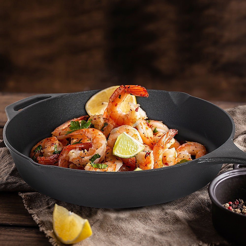 Non - stick Frying Pan Cast Iron Steak Skillet Round BBQ Grill Cookware 30cm - Home & Garden > Kitchenware > Skillets & Frying Pans - Rivercity House & Home Co. (ABN 18 642 972 209) - Affordable Modern Furniture Australia