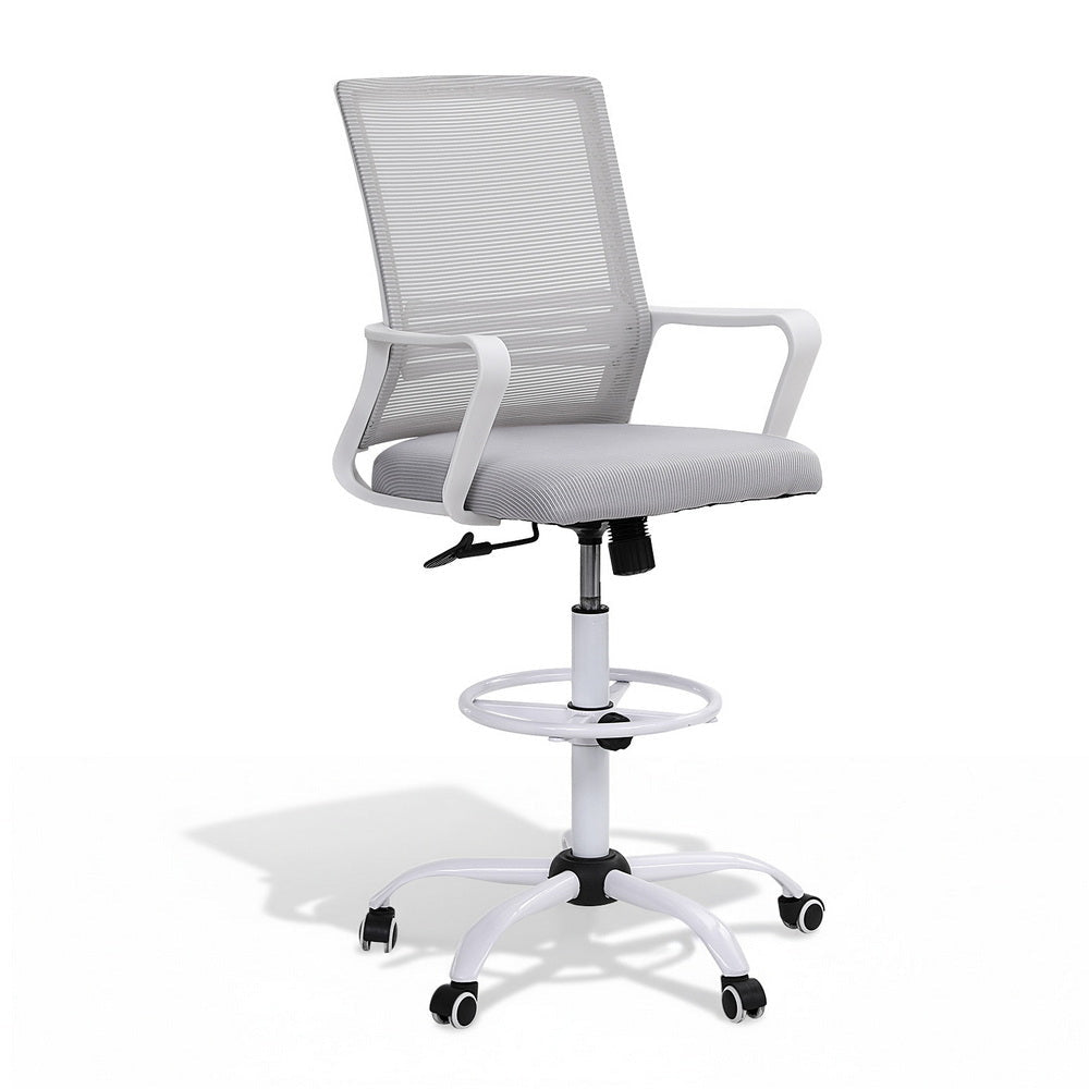 Office Chair Drafting Chairs Stool Computer Desk Studios Mesh White - Furniture > Office > Office & Desk Chairs - Rivercity House & Home Co. (ABN 18 642 972 209) - Affordable Modern Furniture Australia