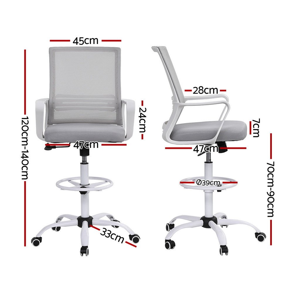 Office Chair Drafting Chairs Stool Computer Desk Studios Mesh White - Furniture > Office > Office & Desk Chairs - Rivercity House & Home Co. (ABN 18 642 972 209) - Affordable Modern Furniture Australia