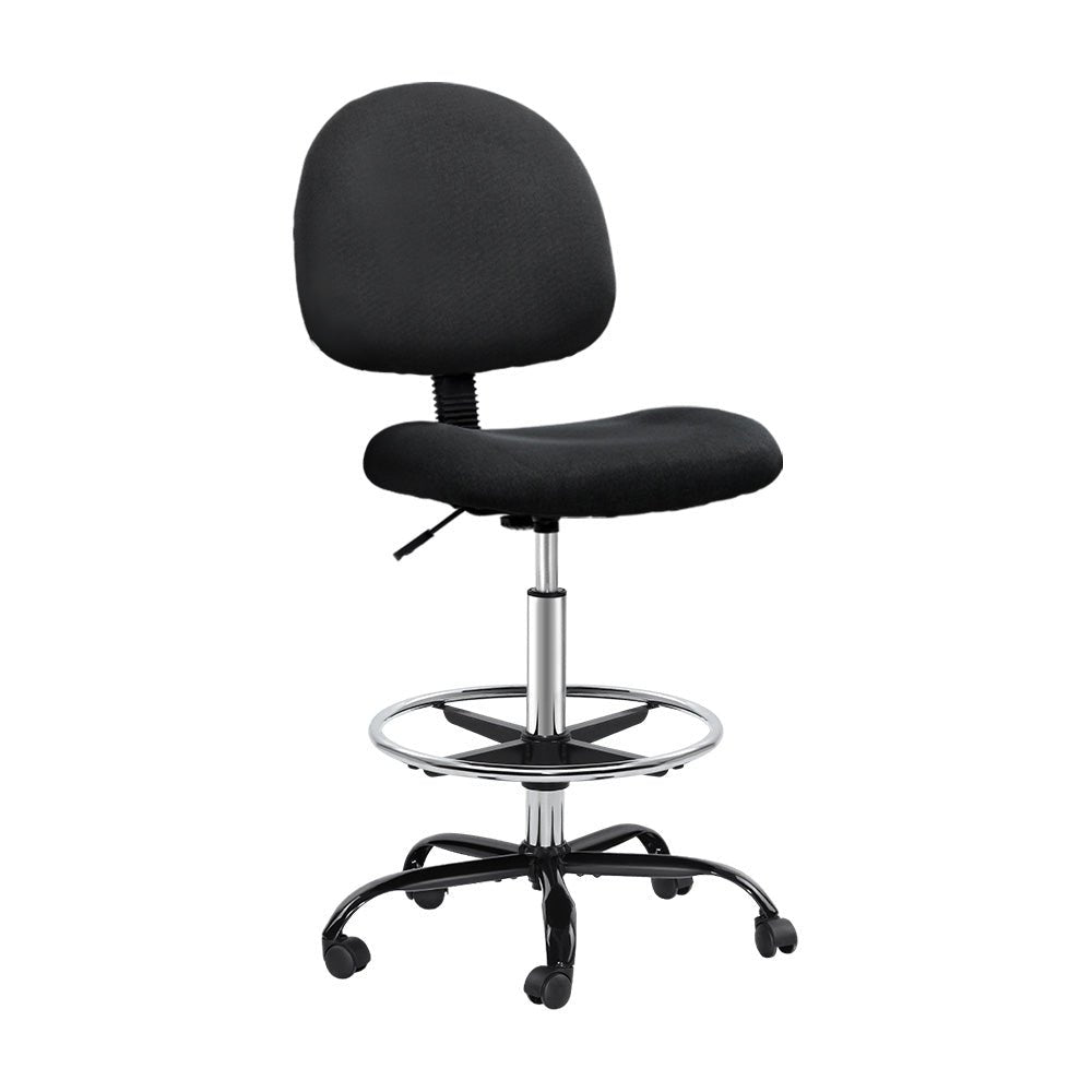 Office Chair Drafting Stool Fabric Chairs Black - Furniture > Office > Office & Desk Chairs - Rivercity House & Home Co. (ABN 18 642 972 209) - Affordable Modern Furniture Australia