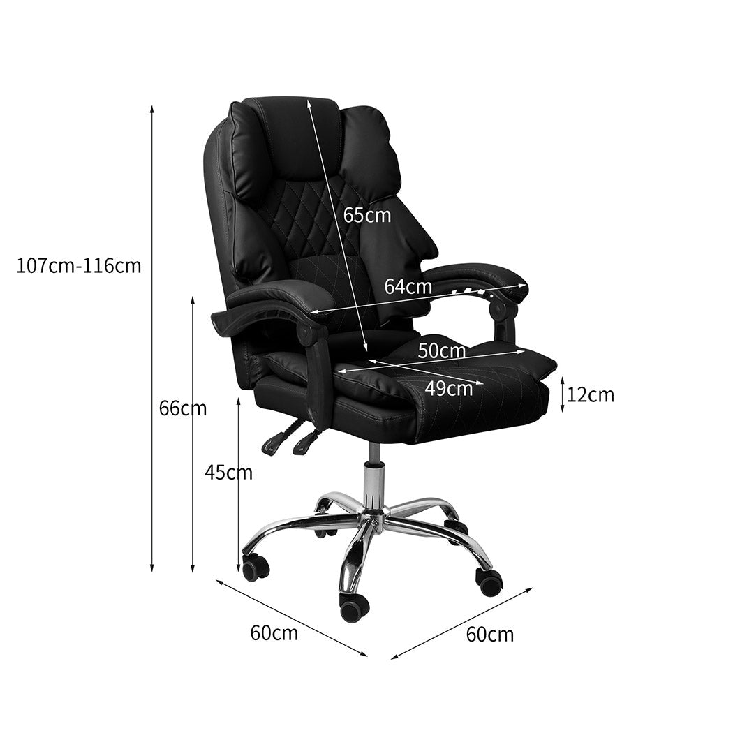 Office Gaming Chair with Adjustable Height and Recline - Black - Rivercity House & Home Co. (ABN 18 642 972 209) - Affordable Modern Furniture Australia