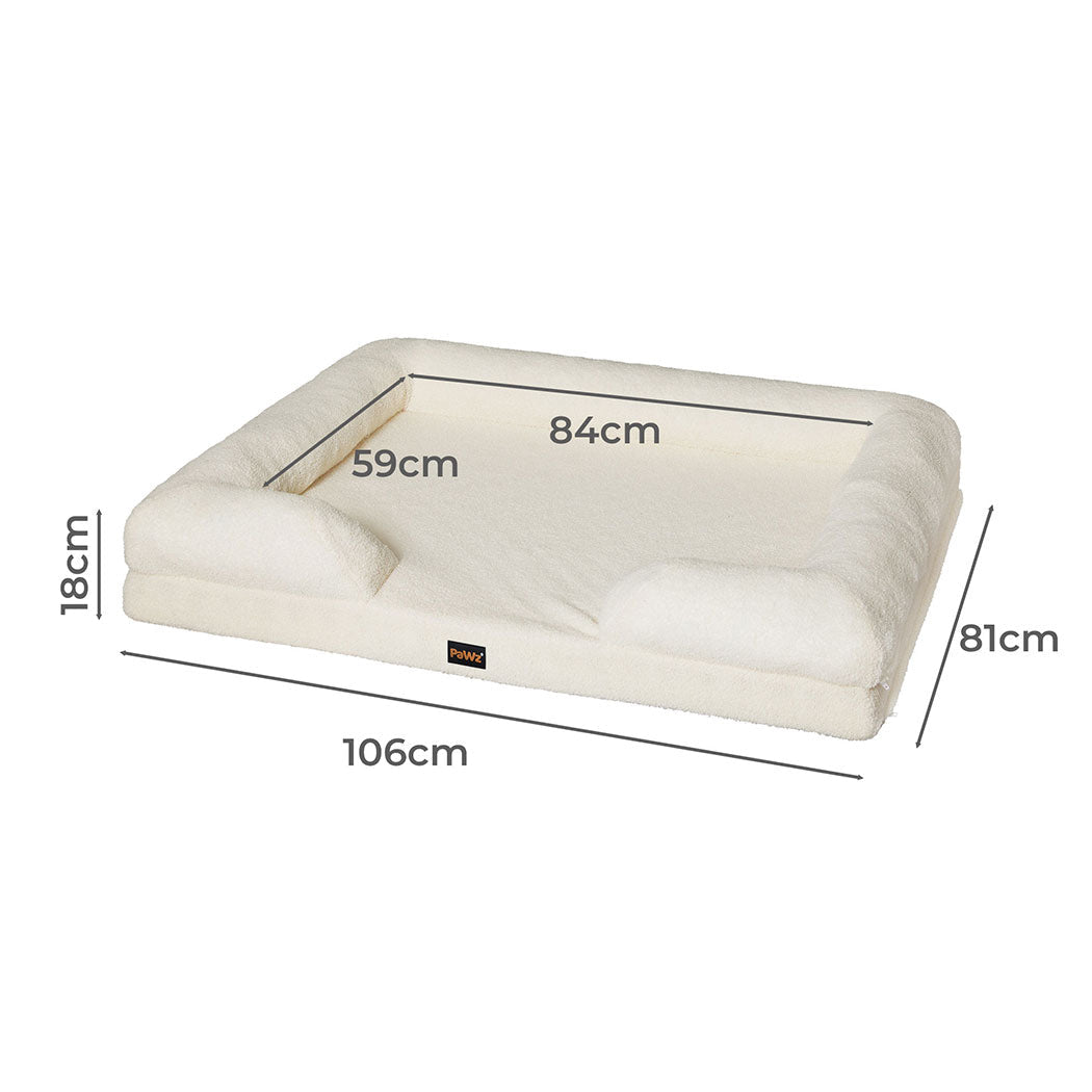 Orthopaedic Memory Foam Pet Sofa Bed with Raised Rim - White - Rivercity House & Home Co. (ABN 18 642 972 209) - Affordable Modern Furniture Australia