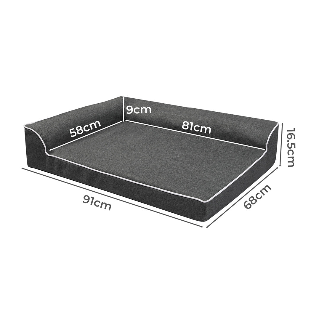 Orthopedic Memory Foam Dog Bed L with Bolster Support - Grey - Rivercity House & Home Co. (ABN 18 642 972 209) - Affordable Modern Furniture Australia