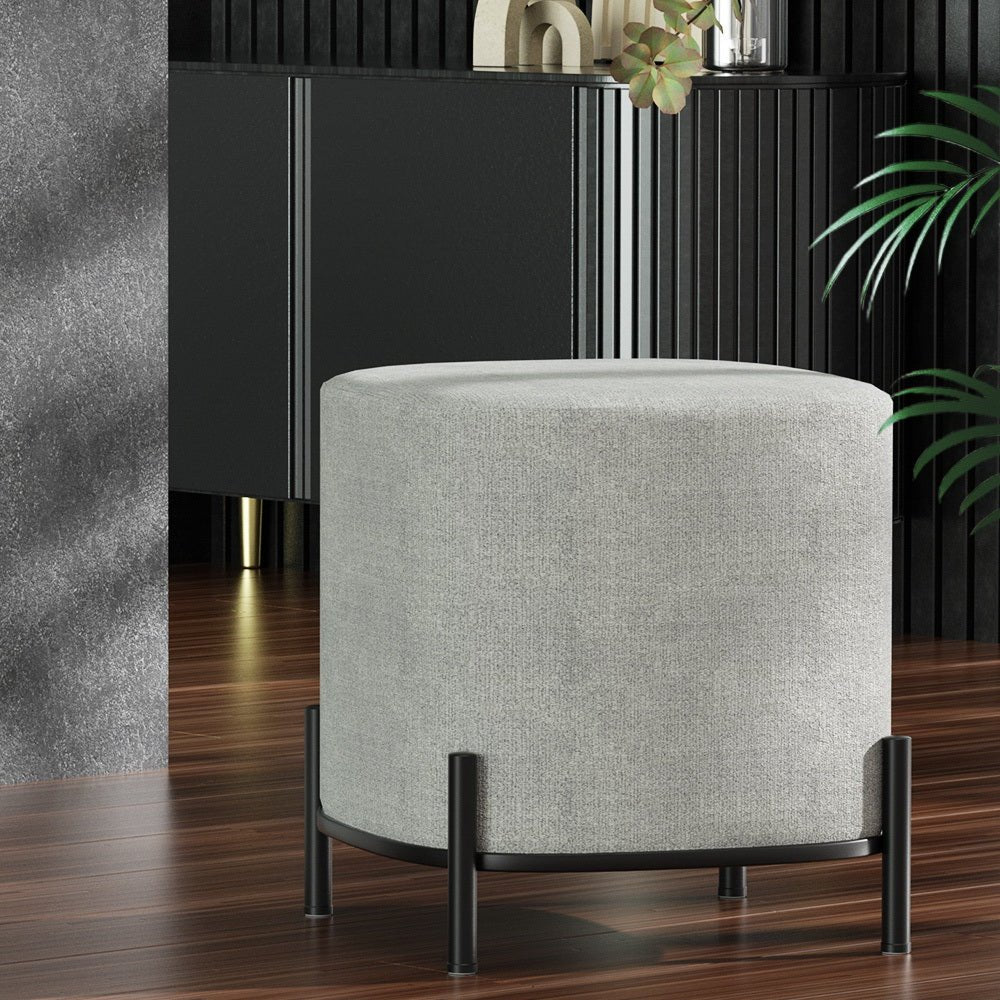Ottoman Foot Stool Square Linen Grey - Furniture > Living Room > Ottomans & Footstools - Rivercity House & Home Co. (ABN 18 642 972 209) - Affordable Modern Furniture Australia