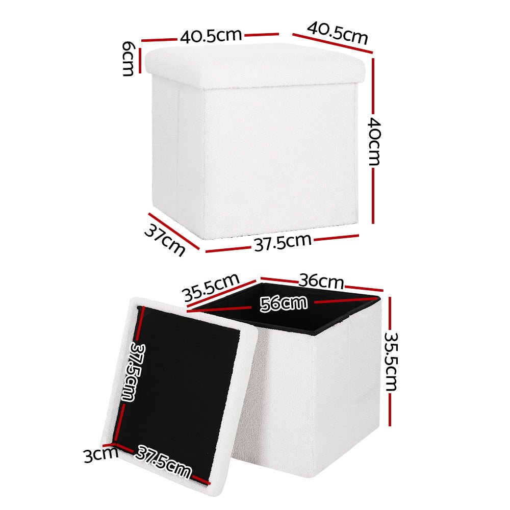 Ottoman Storage Foot Stool Vanity Square Teddy - Furniture > Living Room > Ottomans & Footstools - Rivercity House & Home Co. (ABN 18 642 972 209) - Affordable Modern Furniture Australia