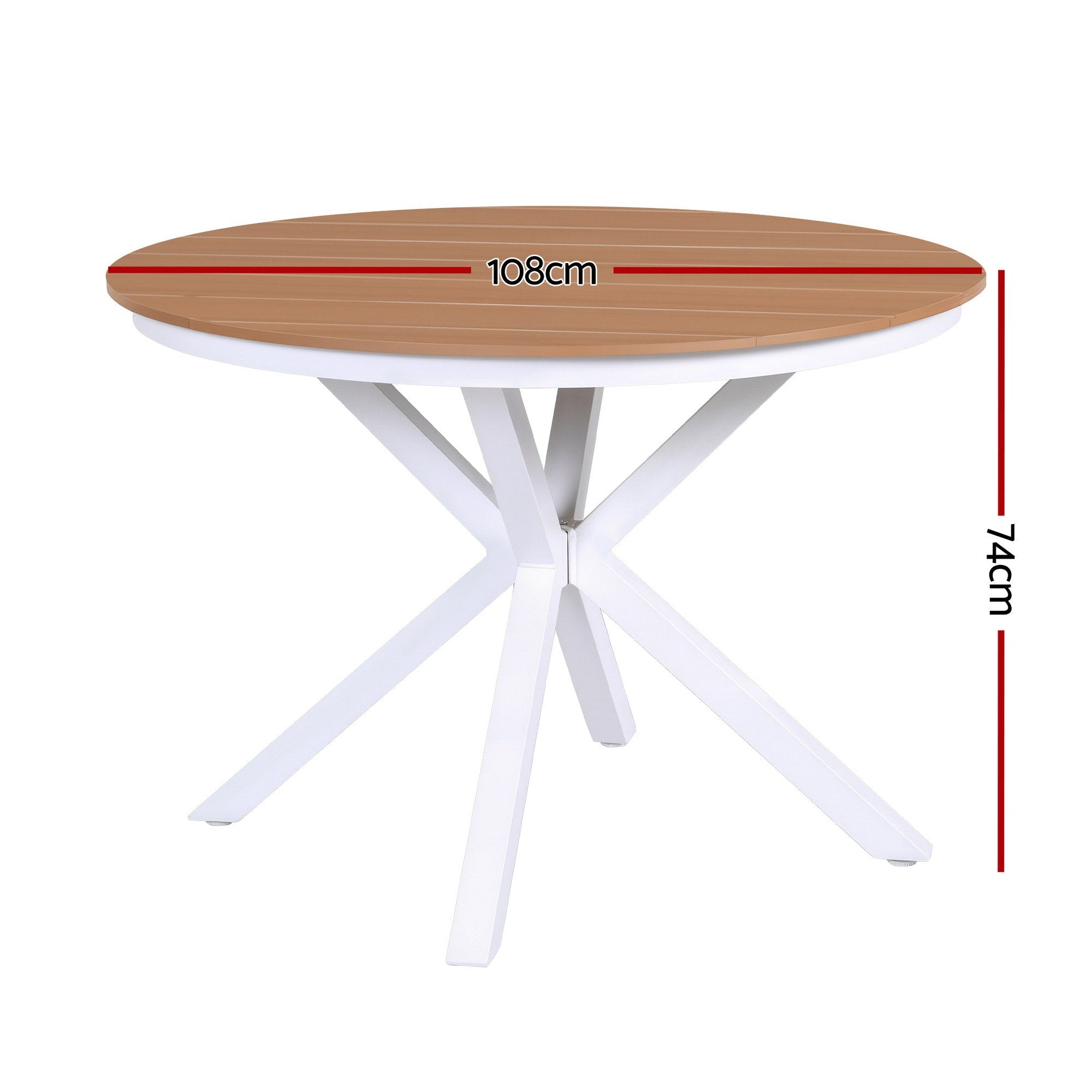 Outdoor 108CM Round Dining Table with Aluminum Frame and WPC Top - Natural White - Furniture > Living Room > Side Tables - Rivercity House & Home Co. (ABN 18 642 972 209) - Affordable Modern Furniture Australia