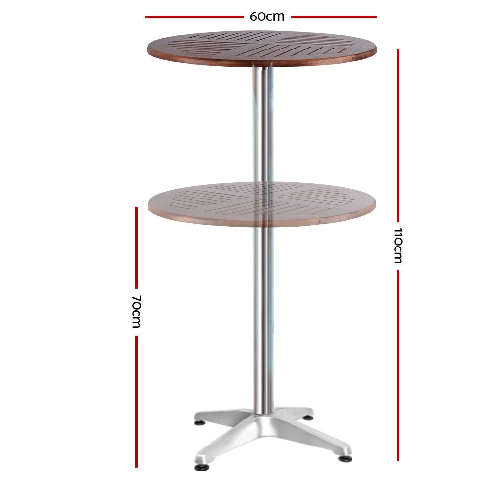 Outdoor Bar Table Furniture Wooden Cafe Table Aluminium Adjustable Round - Rivercity House & Home Co. (ABN 18 642 972 209) - Affordable Modern Furniture Australia