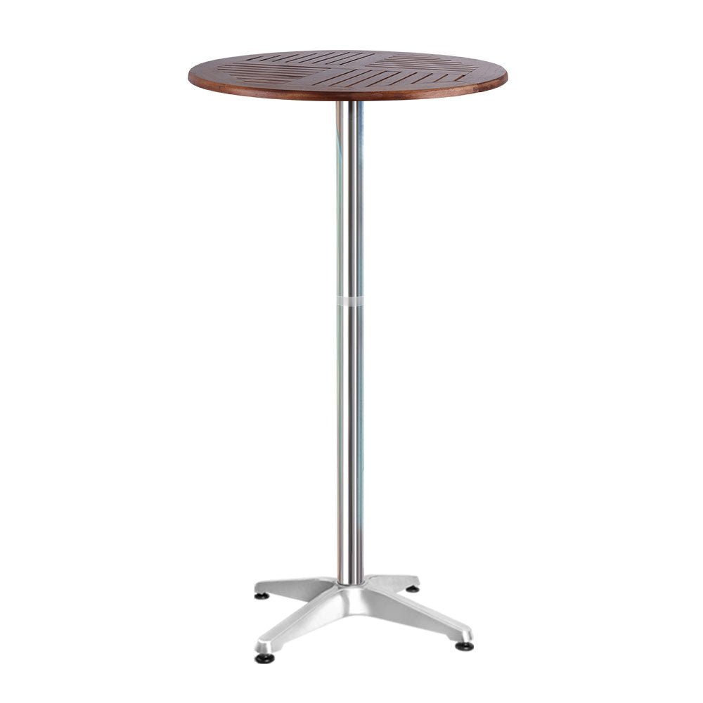 Outdoor Bar Table Furniture Wooden Cafe Table Aluminium Adjustable Round - Rivercity House & Home Co. (ABN 18 642 972 209) - Affordable Modern Furniture Australia