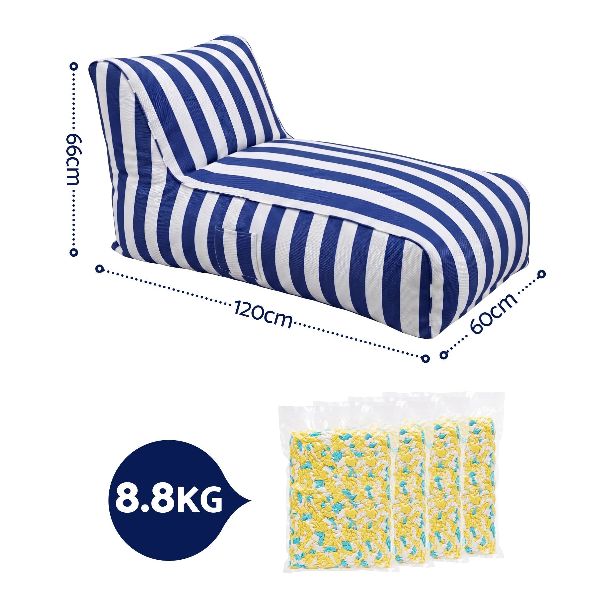 Outdoor Bean Bag Chair with Filler Splash - Proof Beanbag Lounge DIY Stuffed Animal Storage Bean Bag Washable for Patio Poolside Relaxing, Blue - Furniture > Sofas > Sofa Accessories - Rivercity House & Home Co. (ABN 18 642 972 209) - Affordable Modern Furniture Australia