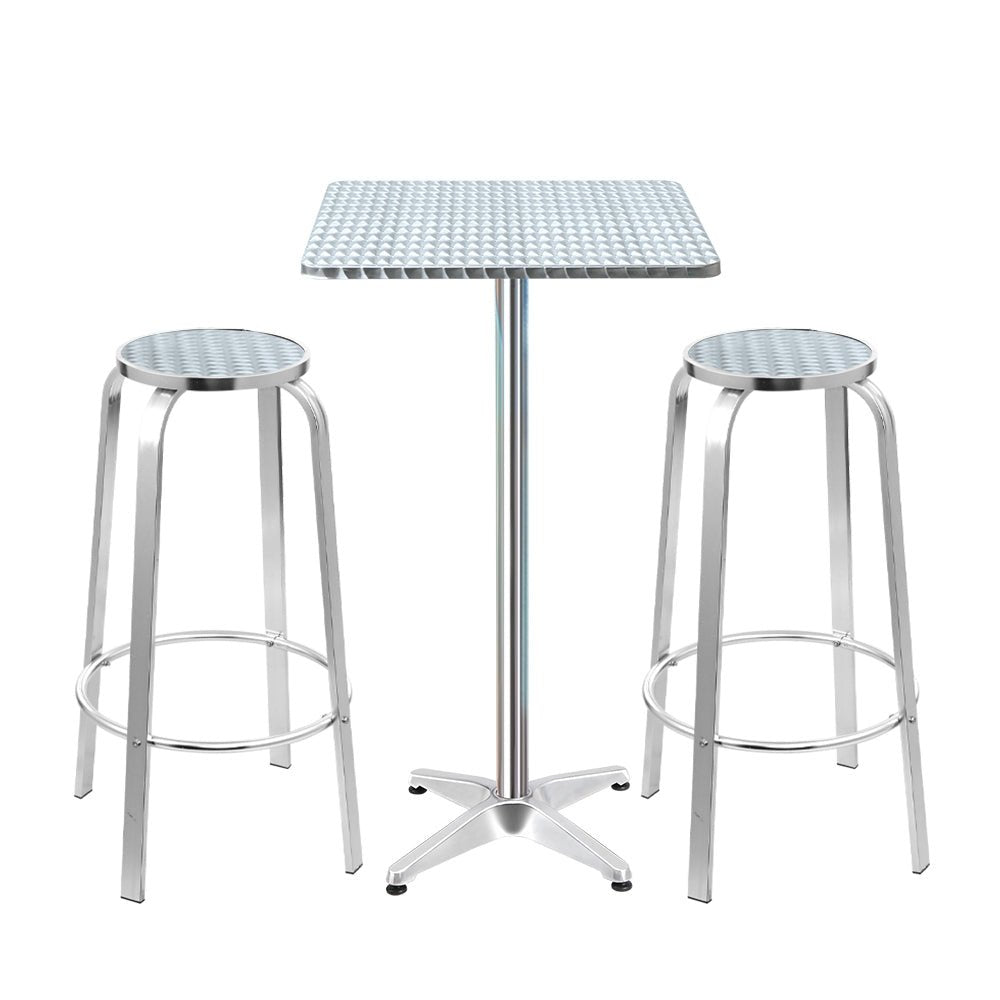 Outdoor Bistro Set Square Bar Table & Stools - Rivercity House & Home Co. (ABN 18 642 972 209) - Affordable Modern Furniture Australia