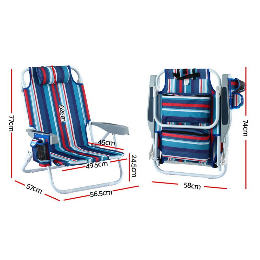 Outdoor Chairs Beach Chair Backpack Cooler Storage Lightweight Fishing Blue - Furniture > Outdoor > Outdoor Sofas & Lounge Sets - Rivercity House & Home Co. (ABN 18 642 972 209) - Affordable Modern Furniture Australia