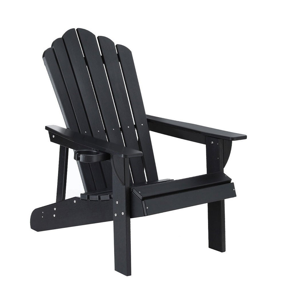 Outdoor Chairs HDPE Adirondack Beach Chair Sun Lounge Patio Furniture Garden Black - Furniture > Outdoor > Outdoor Chairs - Rivercity House & Home Co. (ABN 18 642 972 209) - Affordable Modern Furniture Australia