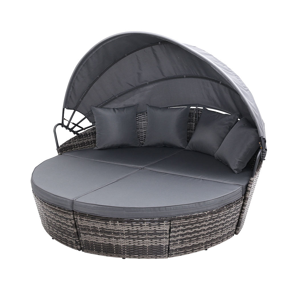 Outdoor Daybed Sun Lounge Set - Grey - Rivercity House & Home Co. (ABN 18 642 972 209) - Affordable Modern Furniture Australia