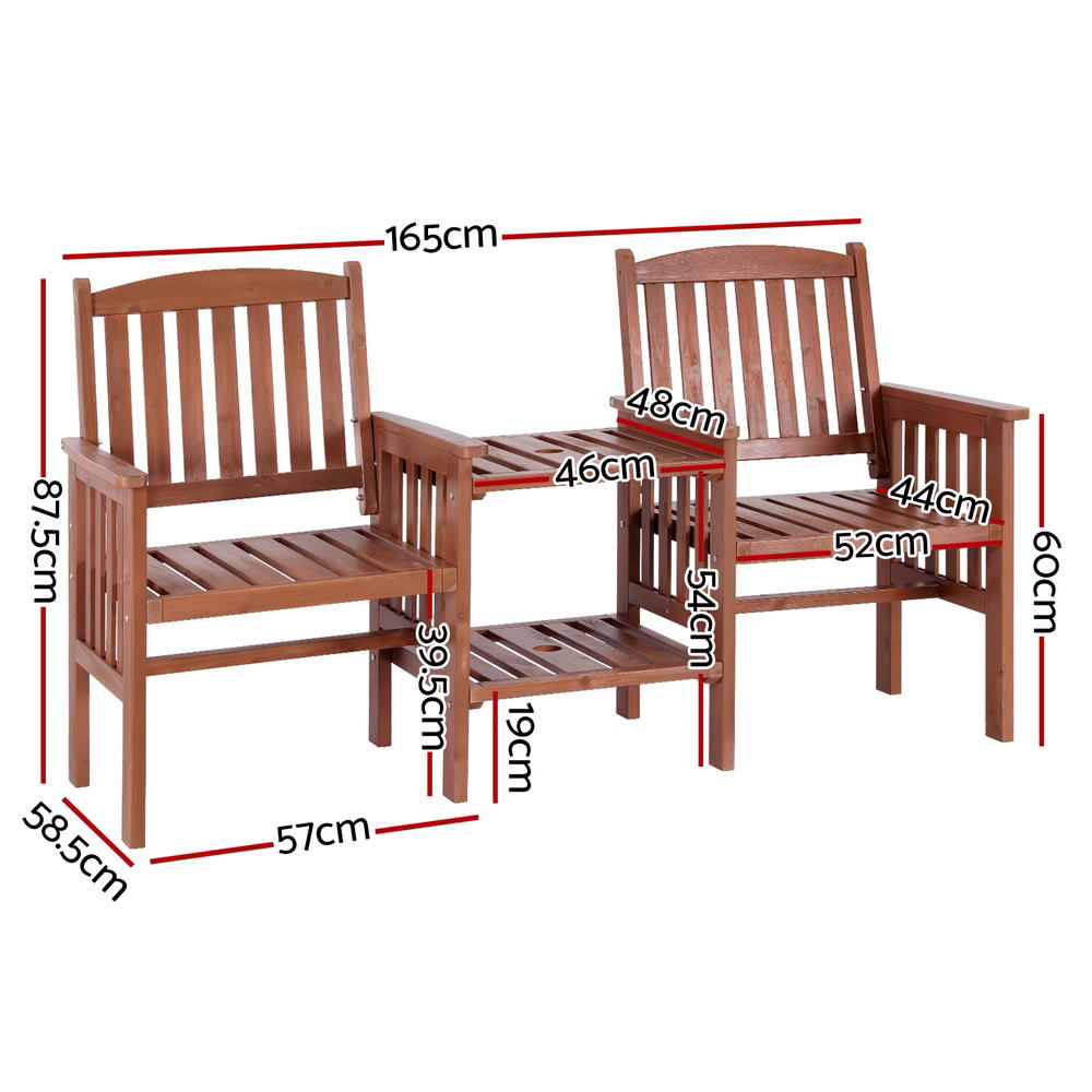 Outdoor Garden Bench Loveseat Wooden Table Chairs Patio Furniture Brown - Furniture > Outdoor > Outdoor Benches - Rivercity House & Home Co. (ABN 18 642 972 209) - Affordable Modern Furniture Australia