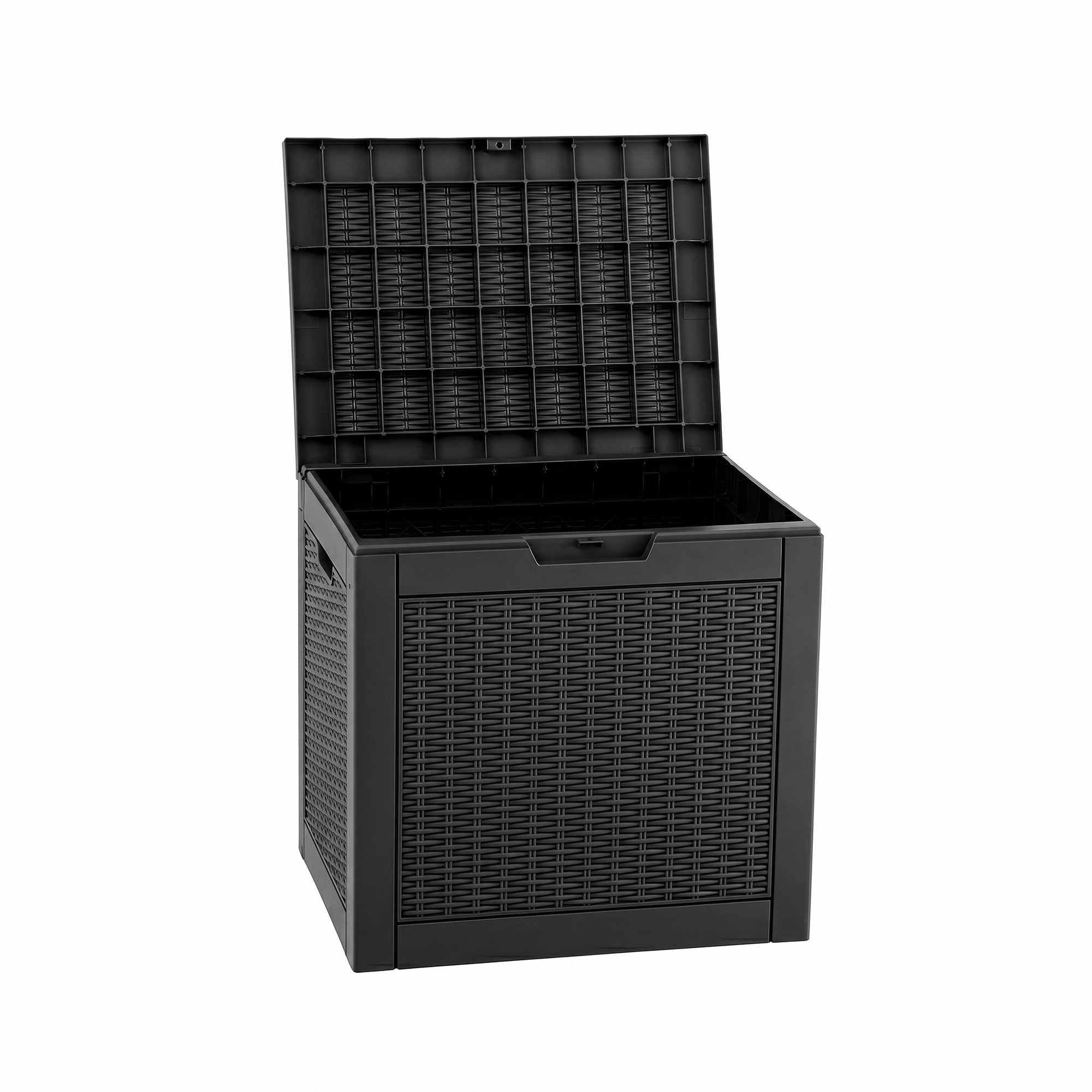 Outdoor Storage Box 118L Container Lockable Garden Toy Tool Rattan-Texture Black - Furniture > Outdoor > Outdoor Storage Boxes - Rivercity House & Home Co. (ABN 18 642 972 209) - Affordable Modern Furniture Australia