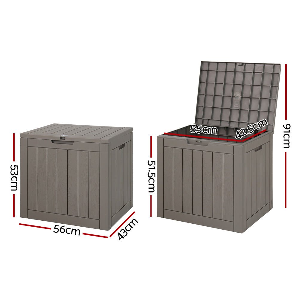 Outdoor Storage Box 118L Grey - Home & Garden > Storage - Rivercity House & Home Co. (ABN 18 642 972 209) - Affordable Modern Furniture Australia