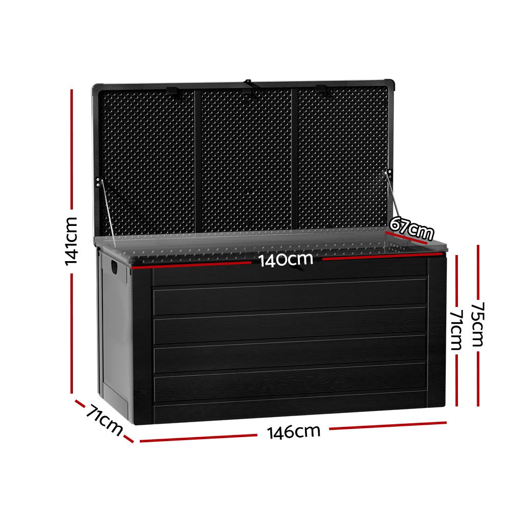 Outdoor Storage Box 680L Container Lockable Garden Bench Shed Tool All Black - Furniture > Outdoor > Outdoor Storage Boxes - Rivercity House & Home Co. (ABN 18 642 972 209) - Affordable Modern Furniture Australia