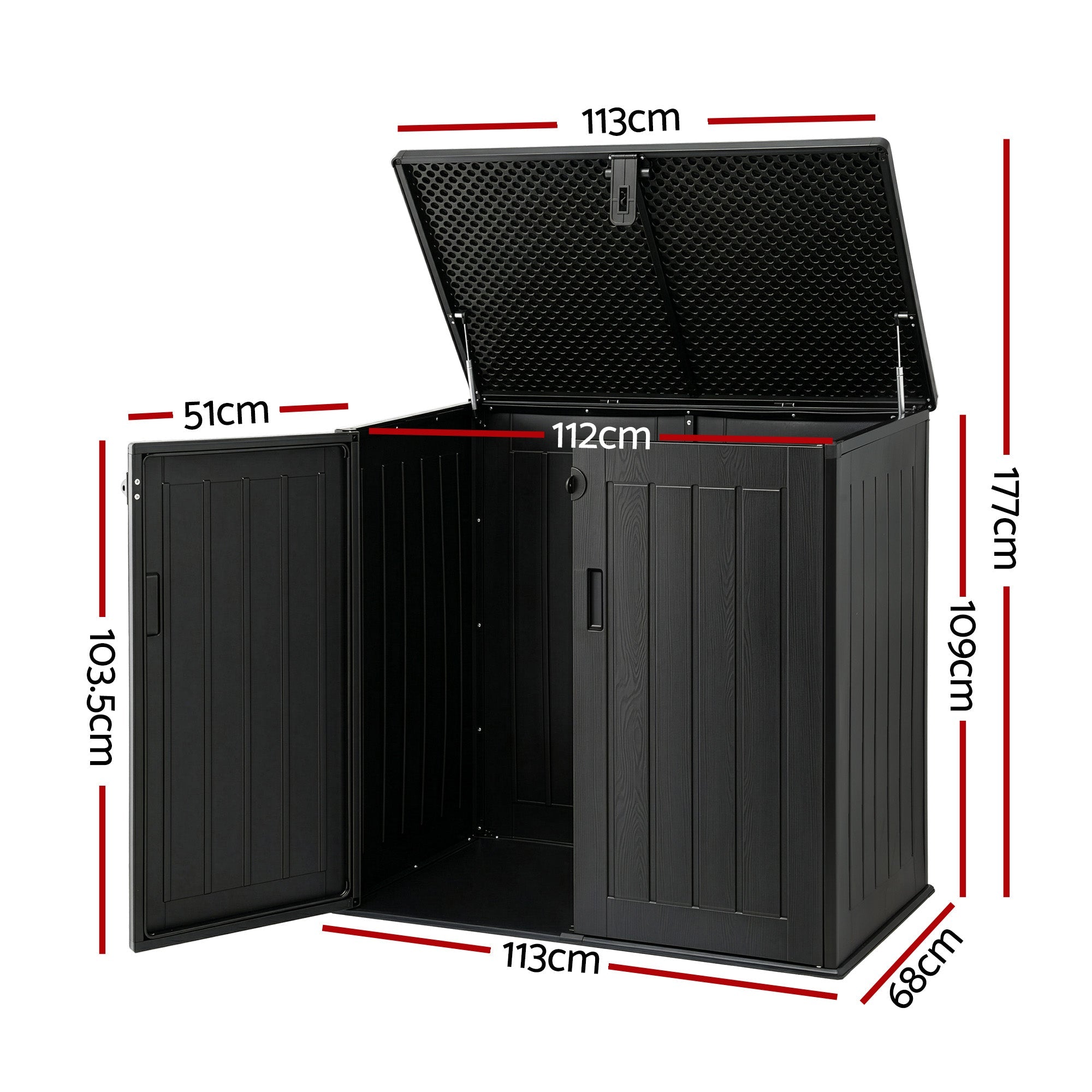 Outdoor Storage Box 775L Container Lockable Cabinet Tool Organizer Shed Black - Home & Garden > Storage > Storage Boxes - Rivercity House & Home Co. (ABN 18 642 972 209) - Affordable Modern Furniture Australia