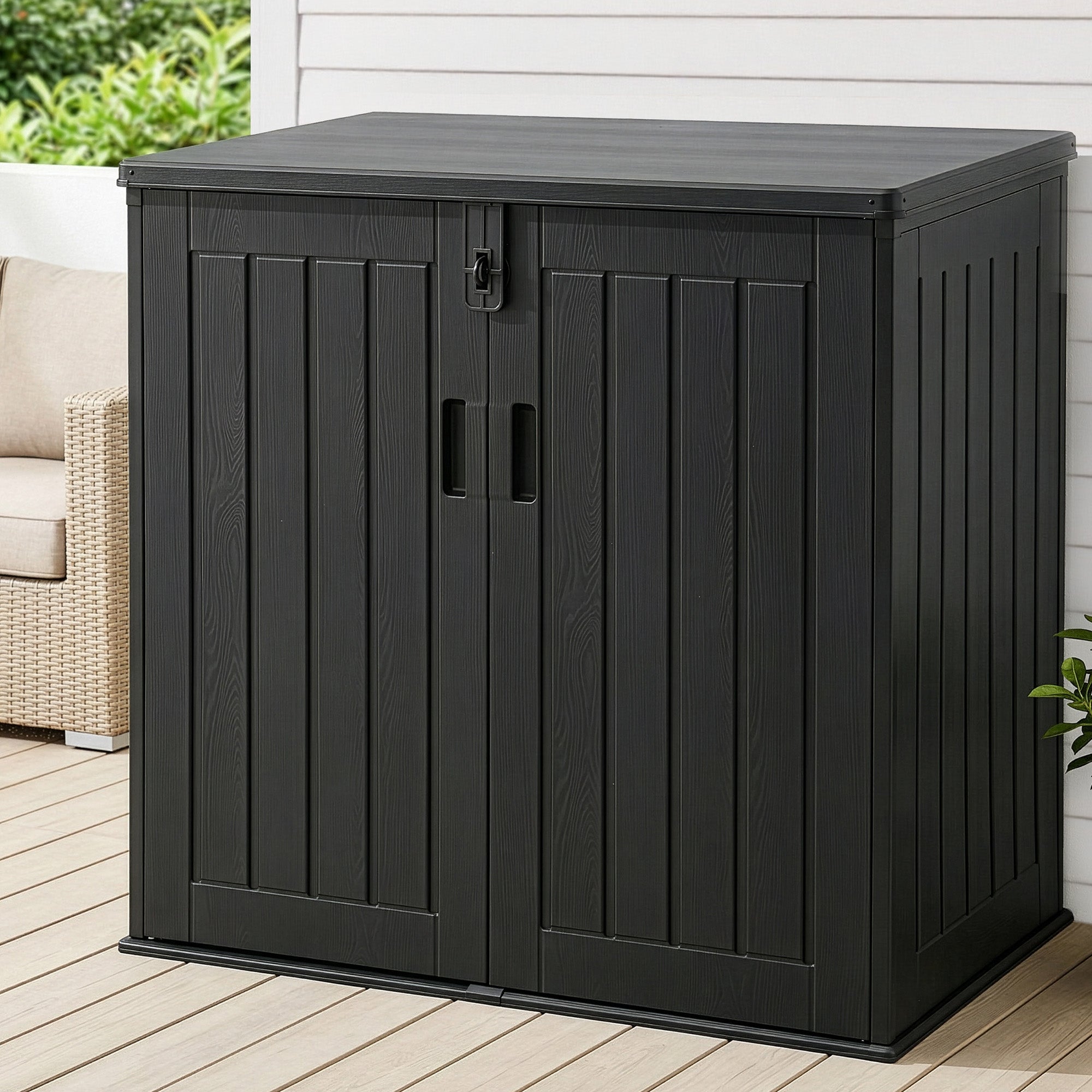 Outdoor Storage Box 775L Container Lockable Cabinet Tool Organizer Shed Black - Home & Garden > Storage > Storage Boxes - Rivercity House & Home Co. (ABN 18 642 972 209) - Affordable Modern Furniture Australia