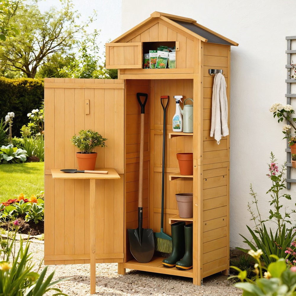 Outdoor Storage Cabinet Cupboard Folding Table Tool Organizer Shed Adjustable - Furniture > Office > Storage Cabinets - Rivercity House & Home Co. (ABN 18 642 972 209) - Affordable Modern Furniture Australia