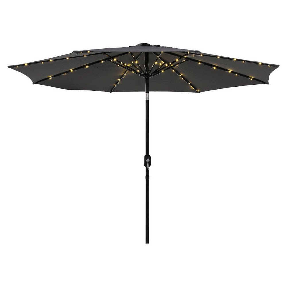Outdoor Umbrella 2.9m Market Umbrella with String Light Tilt Charcoal Shade - Home & Garden > Shading > Umbrellas & Sunshades - Rivercity House & Home Co. (ABN 18 642 972 209) - Affordable Modern Furniture Australia