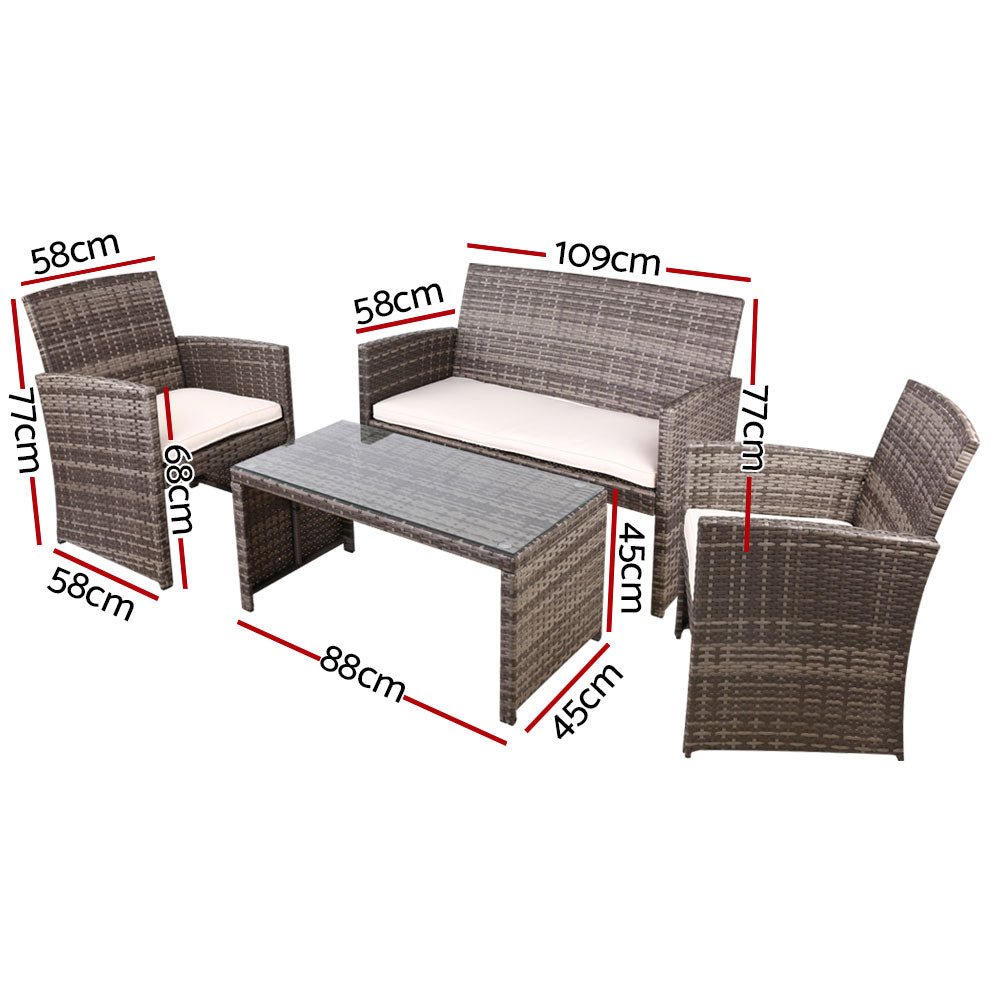 Outdoor Wicker Lounge Setting Mixed Grey - With Storage Cover - Rivercity House & Home Co. (ABN 18 642 972 209) - Affordable Modern Furniture Australia