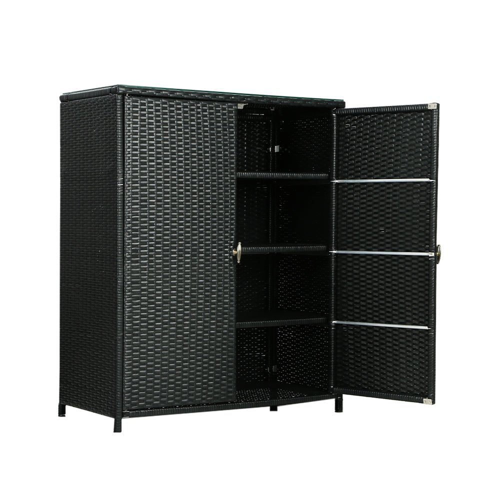 Outdoor Wicker Storage Cabinet Black - Home & Garden > Storage - Rivercity House & Home Co. (ABN 18 642 972 209) - Affordable Modern Furniture Australia