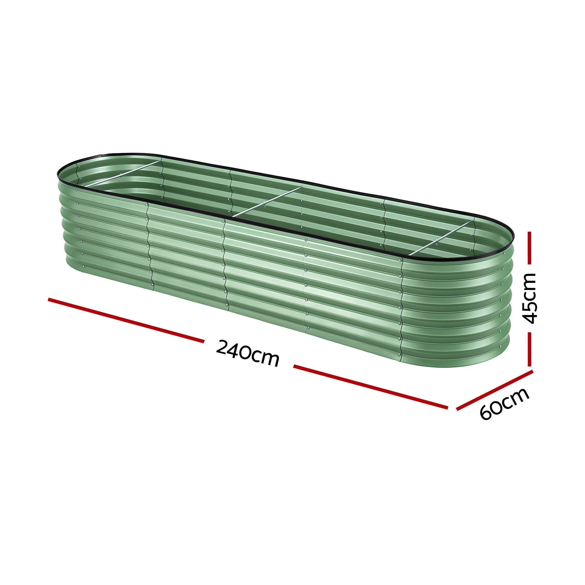 Oval Raised Garden Bed Galvanised Planter Box Rust Resistant 240x60x45cm Green - Home & Garden > Garden Beds > Garden Beds & Planters - Rivercity House & Home Co. (ABN 18 642 972 209) - Affordable Modern Furniture Australia