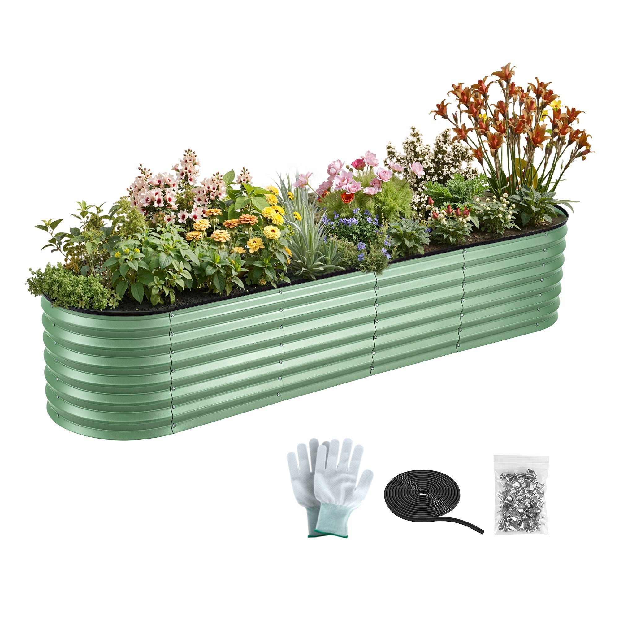 Oval Raised Garden Bed Galvanised Planter Box Rust Resistant 240x60x45cm Green - Home & Garden > Garden Beds > Garden Beds & Planters - Rivercity House & Home Co. (ABN 18 642 972 209) - Affordable Modern Furniture Australia