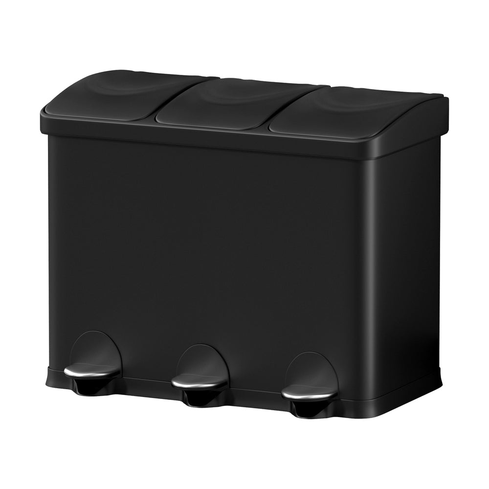 Pedal Bins Rubbish Bin Triple Compartments Waste Recycle Dustbins 45L - Home & Garden > Kitchen Bins - Rivercity House & Home Co. (ABN 18 642 972 209) - Affordable Modern Furniture Australia