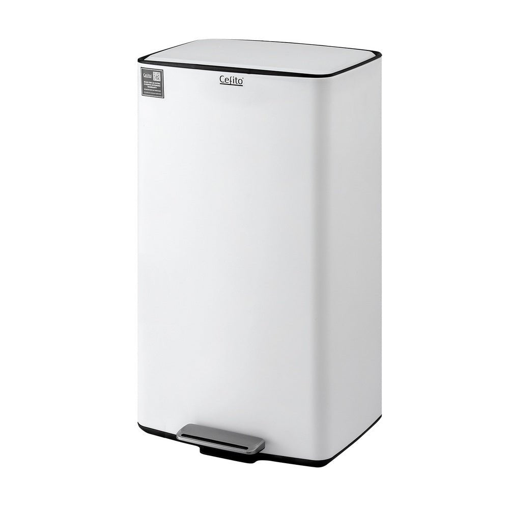 Pedal Bins Rubbish Bin Waste Recycle Dustbins Kitchen Trash Can 40L White - Home & Garden > Kitchen Bins > Pedal Bins - Rivercity House & Home Co. (ABN 18 642 972 209) - Affordable Modern Furniture Australia