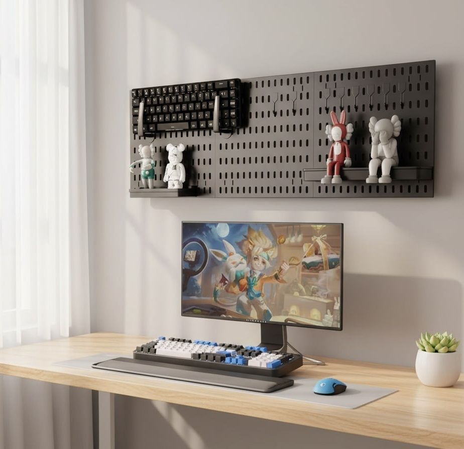 Pegboard Wall Organiser Kit with 3 Modular 30x30 cm Panels & 17 Accessories for Gaming, Office & Craft Storage - Black - Tools > Tools Storage > Wall Storage Racks - Rivercity House & Home Co. (ABN 18 642 972 209) - Affordable Modern Furniture Australia