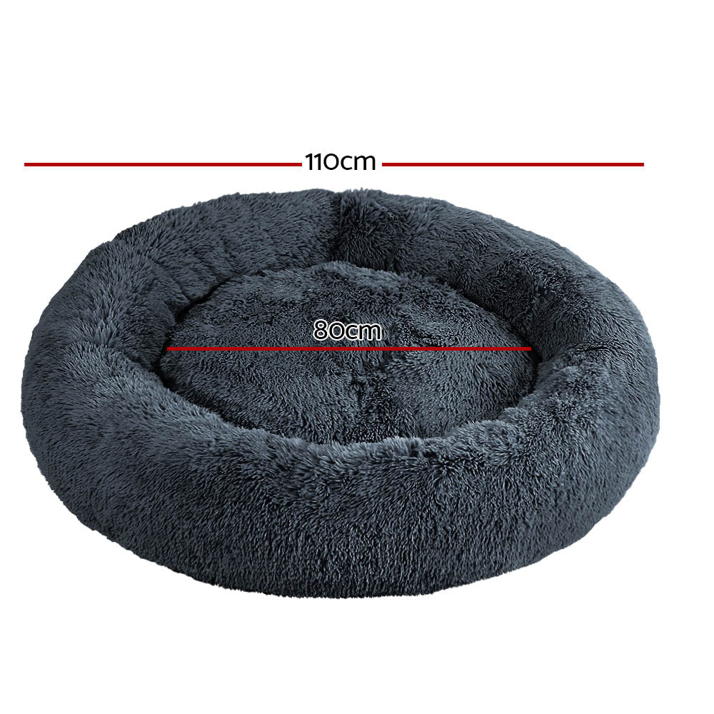 Pet Calming Bed Extra Large 110cm Dark Grey Washable - Rivercity House & Home Co. (ABN 18 642 972 209) - Affordable Modern Furniture Australia