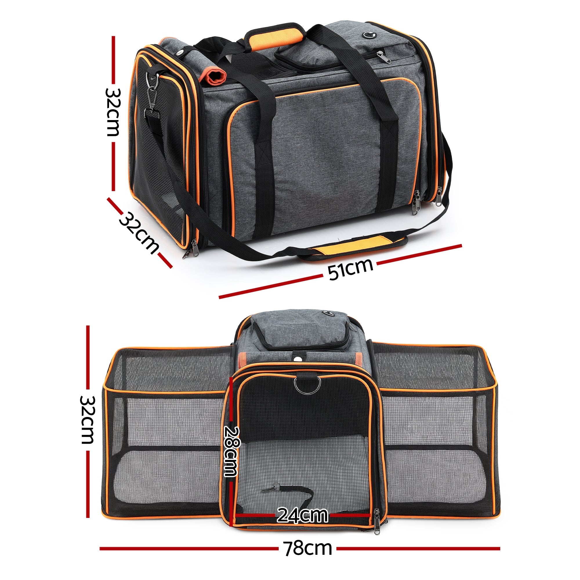 Pet Carrier Bag Foldable Expandable Dog Cat Travel Cage Portable Car Kennel - Pet Care > Dog Supplies > Dog Carriers & Crates - Rivercity House & Home Co. (ABN 18 642 972 209) - Affordable Modern Furniture Australia