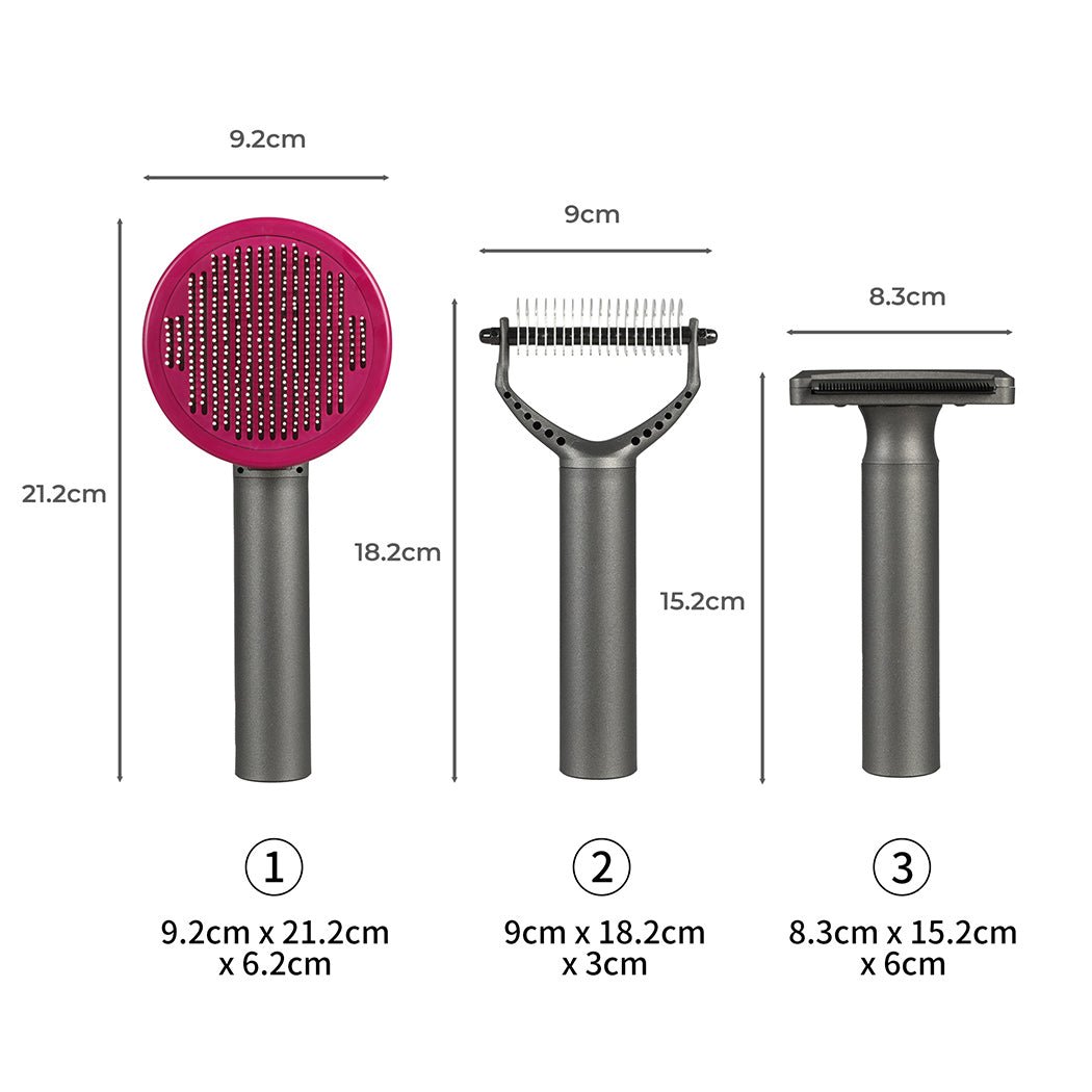 Pet Grooming Kit with 3 Tools and One - Click Cleaning - Black - Rivercity House & Home Co. (ABN 18 642 972 209) - Affordable Modern Furniture Australia